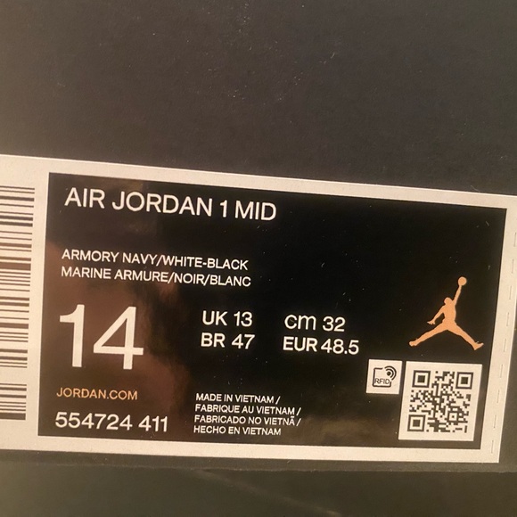 Nike Air Jordan 1 Mid 'Armory Navy'  Men’s 14 NEW - Picture 8 of 9